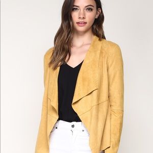 Faux Suede Drape Jacket mustard color